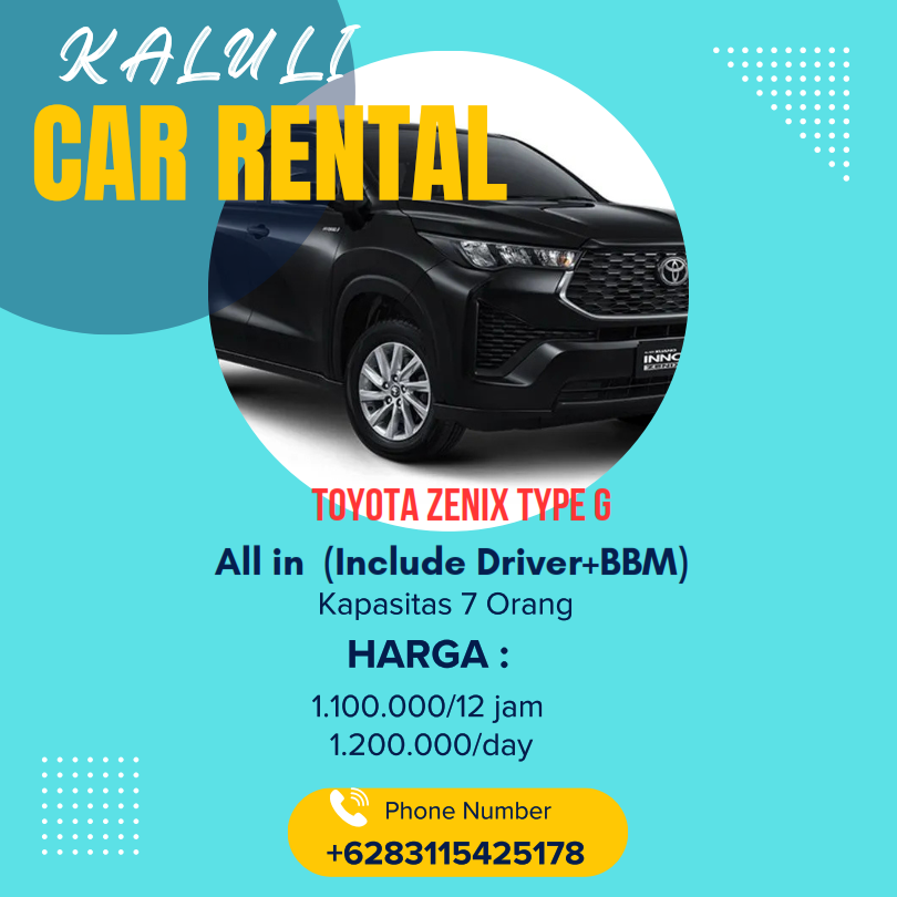 Sewa mobil Toyota zenix type G untuk wisata Jogja